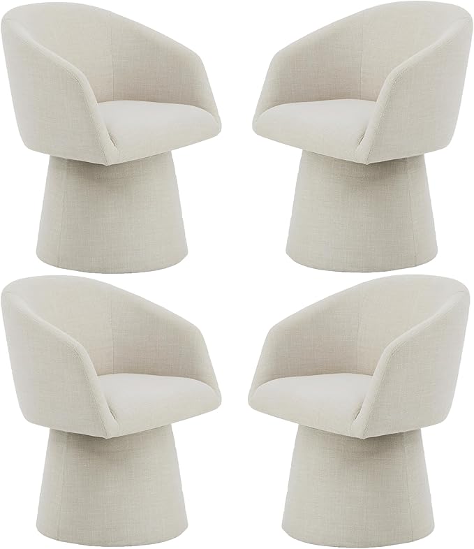 Swivel Dining Chairs Modern Accent Armchair Side Deskchair for Diningroom Vanity Bedroom Livingroom Reading Room,Linen,4 Box