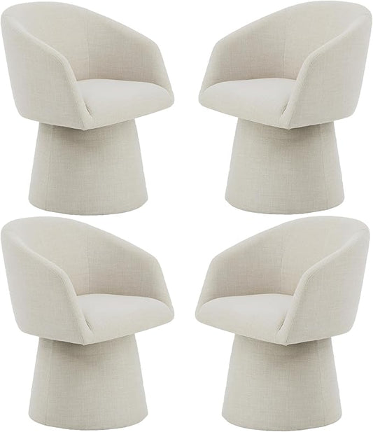 Swivel Dining Chairs Modern Accent Armchair Side Deskchair for Diningroom Vanity Bedroom Livingroom Reading Room,Linen,4 Box