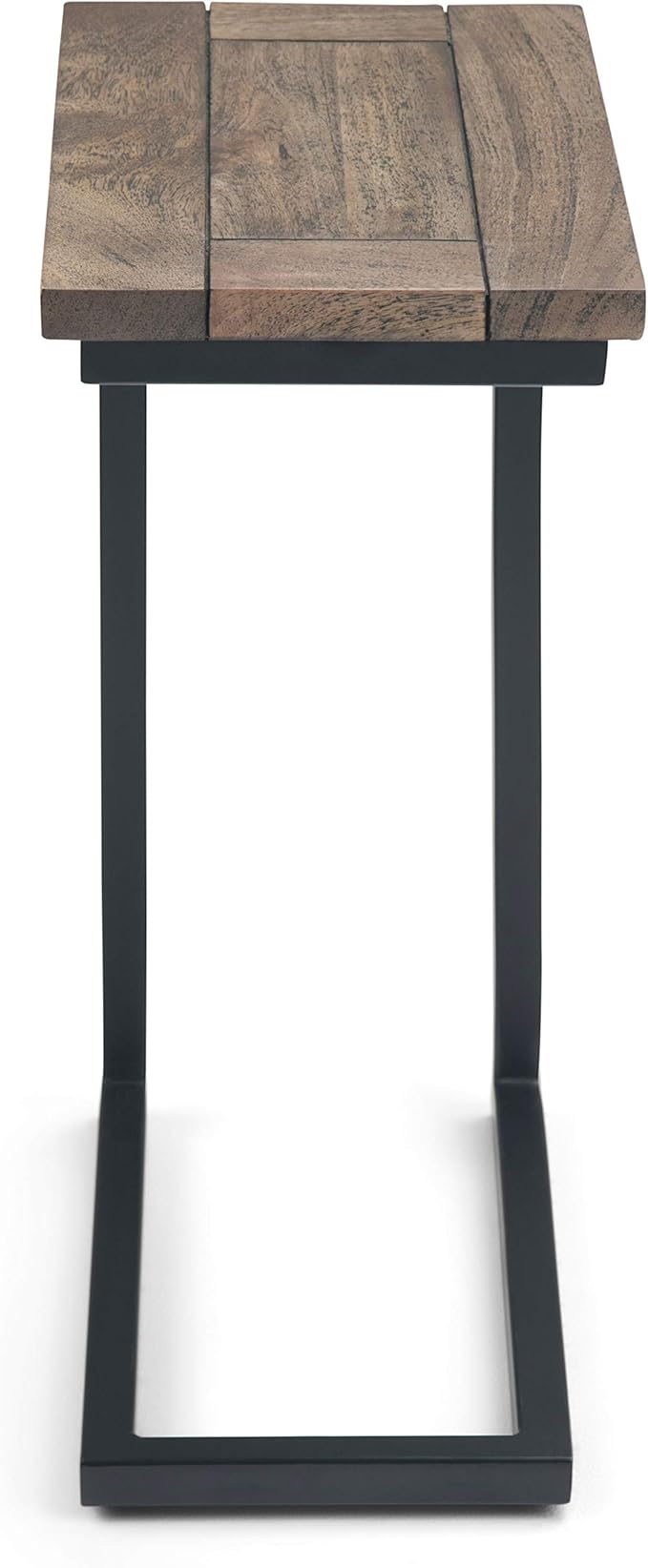 SIMPLIHOME Skyler 18-inch Wide Solid Mango/Metal Industrial C-Shaped End Table in Beach Brown/Black for Living Room, Office, or Bedroom, Assembled