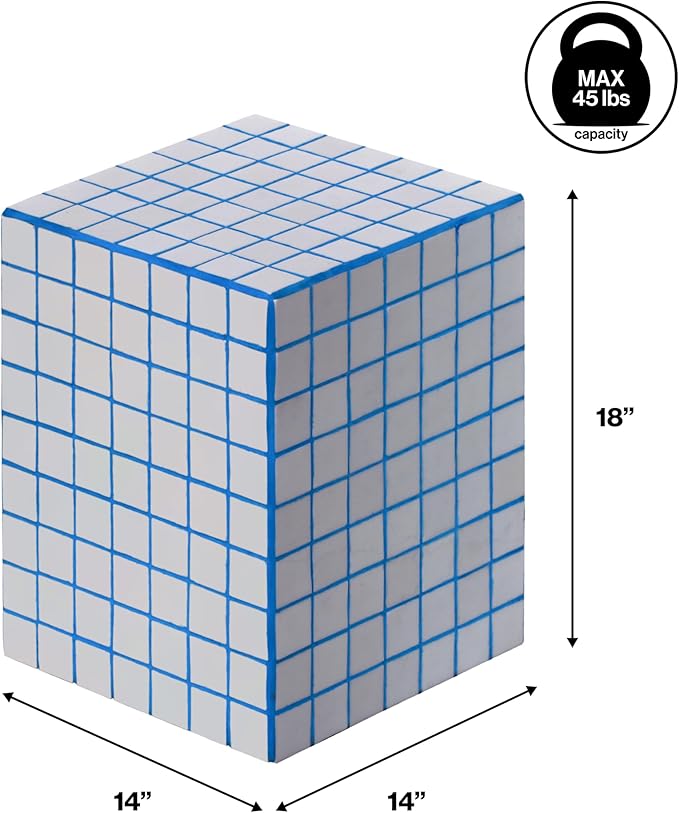 JONATHAN Y END2000B Callista 18" Modern Bohemian Ceramic Tiled Rectangle End Table, Side Table, Accent Table for Living Room, Bedroom, White/Blue