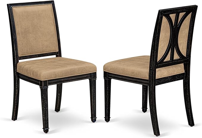 LKAM9-SBB-28 9-Piece Kitchen Table Set Consists of a Dining Table and 8 Beige Polyester Fabric Dining Chairs with High Back - Sand Blasting Black Finish