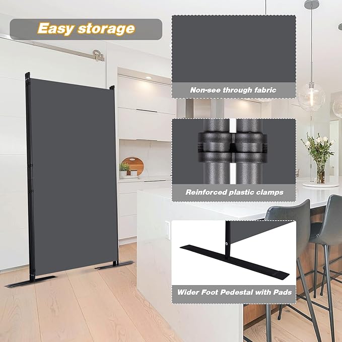 Room Divider, 3 Panel Folding Privacy Screens with Wider Support Feet, 6 Ft Portable Room Partition for Room Separator, 102" W X 71" H, Grey