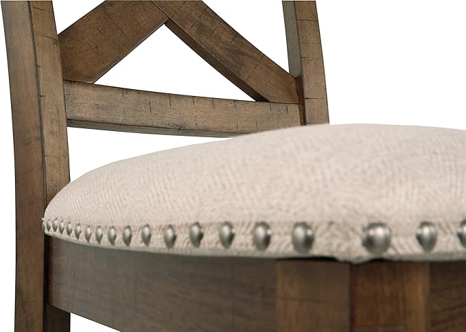Signature Design by Ashley Moriville Rustic Farmhouse 24.5" Upholstered Barstool, 2 Count, Beige & Brown