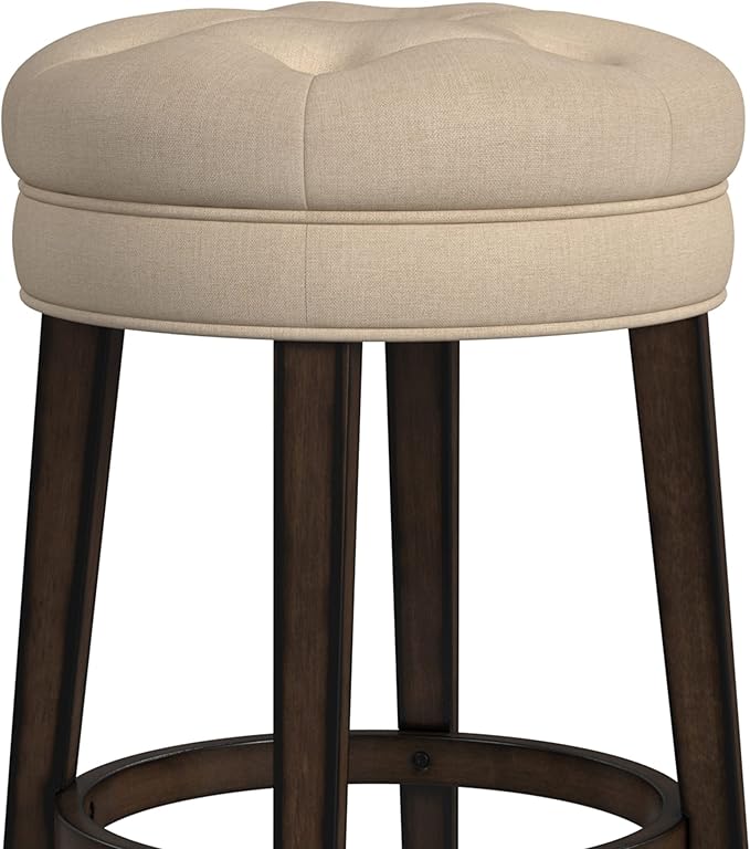 Hillsdale Krauss Backless Swivel Counter Stool, Charcoal Gray Finish with Linen Stone Fabric