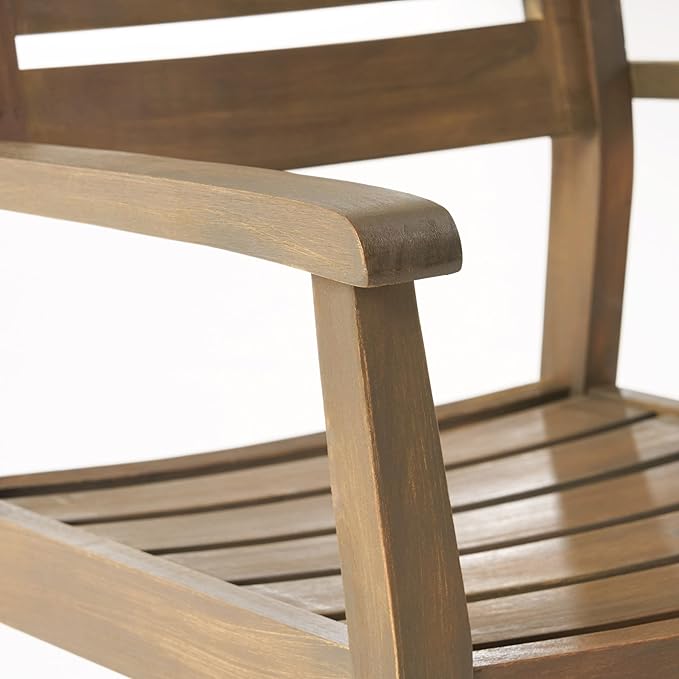 Merax Acacia Wood Dining Chairs Set of 2,Stamford Outdoor Acacia Wood Dining Chairs for Kitchen, Living Room,Outdoor,Grey