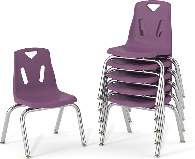 Berries Jonti-Craft 8146JC6004 Stacking Chairs with Chrome-Plated Legs, 16" Height, Purple, Pack of 6