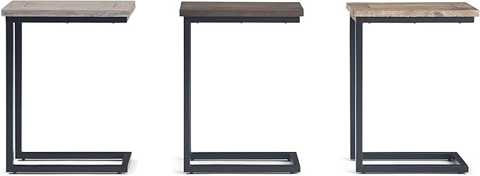 SIMPLIHOME Skyler 18-inch Wide Solid Mango/Metal Industrial C-Shaped End Table in Walnut Brown/Black for Living Room, Office, or Bedroom, Assembled