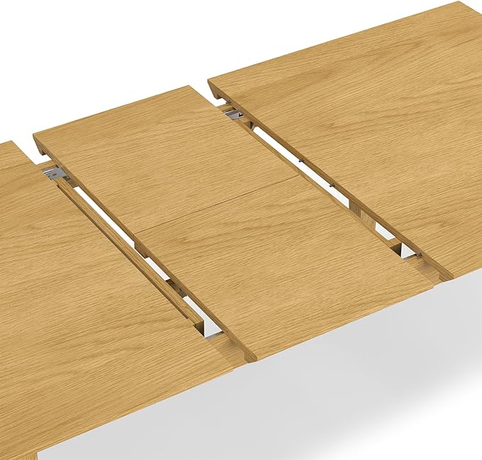 SIMPLIHOME Colby Extendable Dining Table, Solid Wood Oak Veneer in Oak, 60-76 x 36 inches, Contemporary-Style Rectangular Expandable Kitchen Table with Butterfly Leaf for 6+ People
