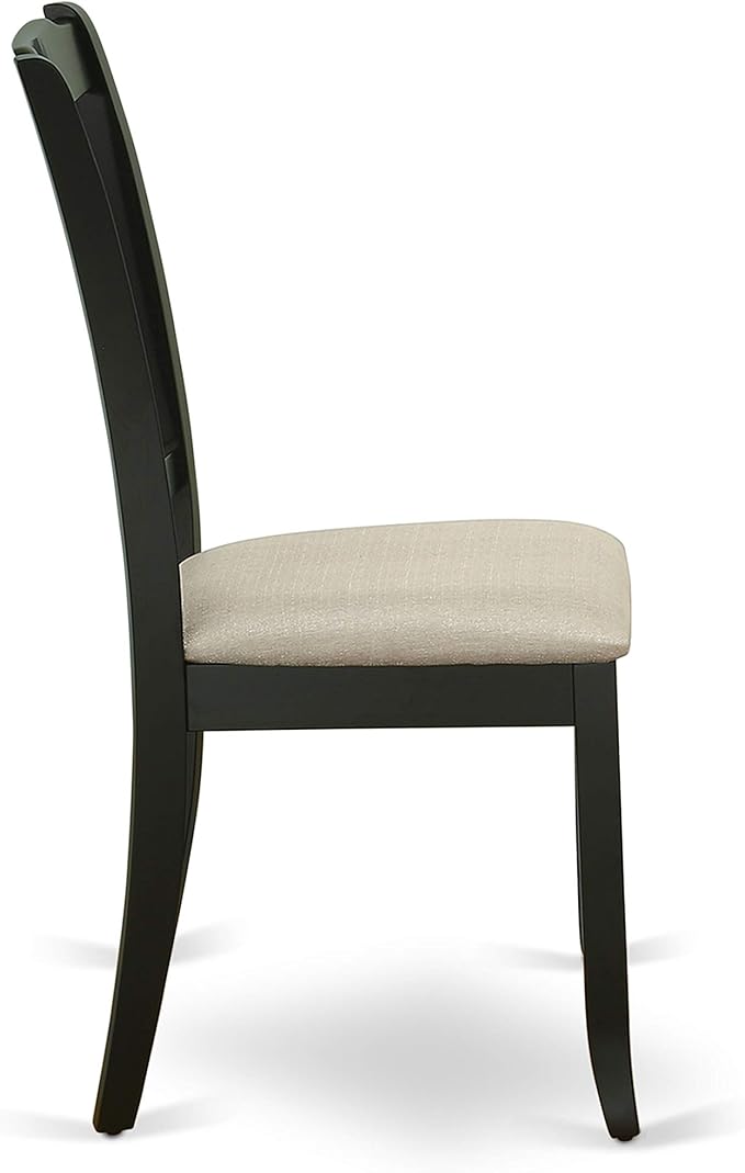 East West Furniture LGDA5-BLK-C 5 Piece Dinette Set Includes a Rectangle Dining Room Table with Butterfly Leaf and 4 Linen Fabric Upholstered Dining Chairs, 42x84 Inch, Black