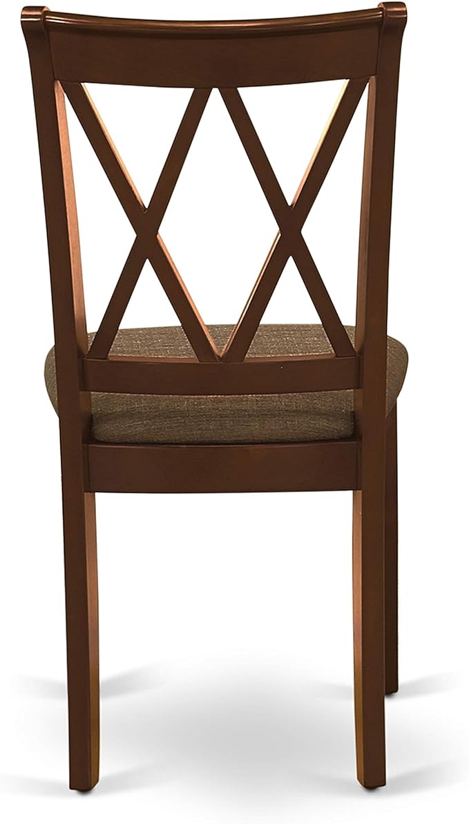 East West Furniture DUCL7-MAH-C 7 Piece Dining Set Consist of a Rectangle Dinner Table and 6 Linen Fabric Kitchen Dining Chairs, 36x60 Inch, Mahogany