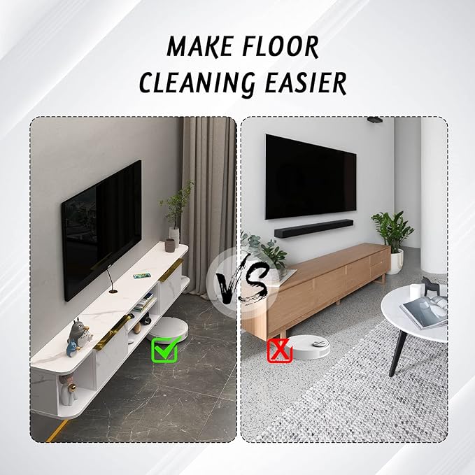 Pmnianhua Floating TV Stand with 2 Drawers,70'' Wall Mounted TV Shelf,Floating Shelf Under TV,Floating TV Console with Cabinets for Bedroom Living Room(White)