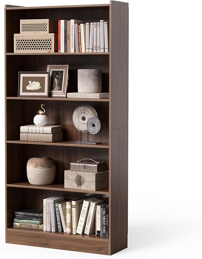 LITTLE TREE 72-Inch Tall Bookcase, 6-Tier Wooden Large Bookshelf, Wide Bookcase Bookshelves, Freestanding Modern Display Shelving Unit for Living Room, Bedroom, Office, Rustic Brown