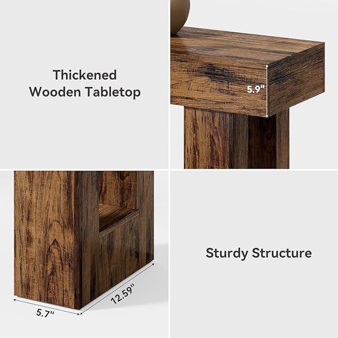 Little Tree 63 Inches Long Console Table for Entryway, Rustic Brown Sofa Table Behind Couch, Wooden Entry Table Foyer Hallway Table, Industrial Console Sofa Tables for Living Room