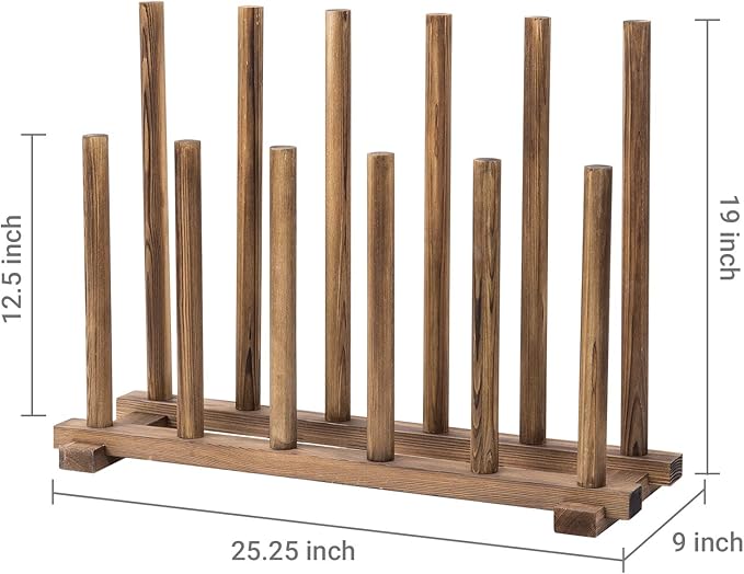 MyGift Rustic Burnt Brown Solid Wood Floor Standing Boot Holder Rack, Wooden Entryway Shoe Storage Organizer Stand Holds 6 Pairs of Tall and Short Boots