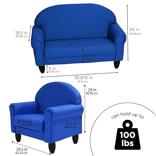 Children's Factory As We Grow Chair and Couch, Blue, CF805-309, Flexible Classroom Seating, Toddler Nursery Décor, Kids Playroom or Daycare Furniture