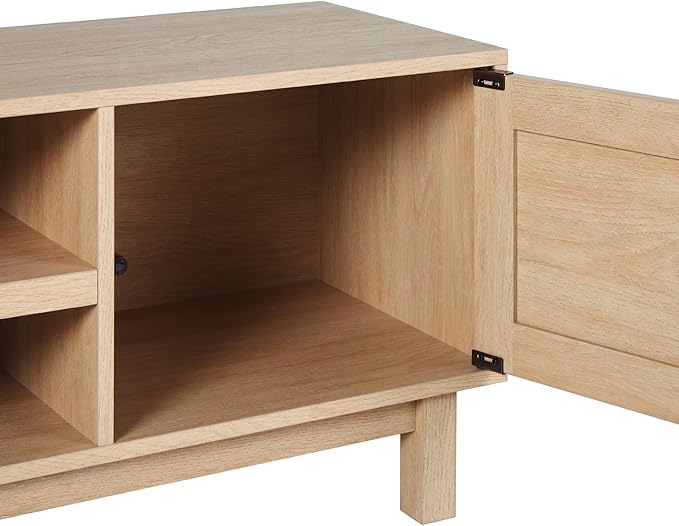 Walker Edison Tage Modern Pull-Open Door Low Stand for TVs up to 65 Inches, 58 Inch, Coastal Oak