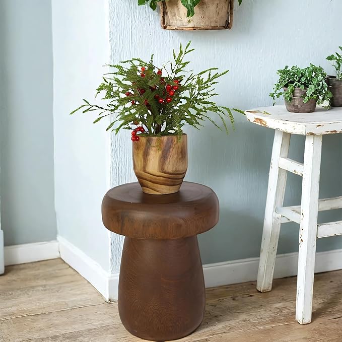 TORMAYS HOME Handmade Wood Side Table Tree Stump End Table Solid Wood Stool Plant Stand Rustic Coffee Table Nightstand for Living Room Bedroom Balcony Garden (Brown)