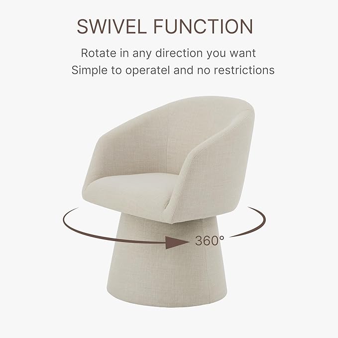 Swivel Dining Chairs Modern Accent Armchair Side Deskchair for Diningroom Vanity Bedroom Livingroom Reading Room,Linen,2 Box