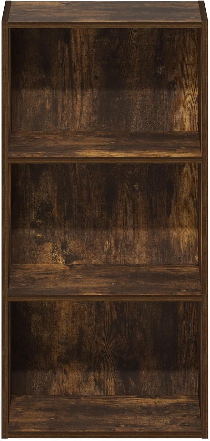 Furinno Luder 3-Tier Open Shelf Bookcase, Amber Pine