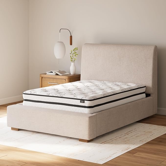 Signature Design by Ashley California King Size Chime 10 Inch Medium Firm Hybrid Mattresswith Cooling Gel Memory Foam for Pressure Relief, Fiberglass Free, Mattress In A Box