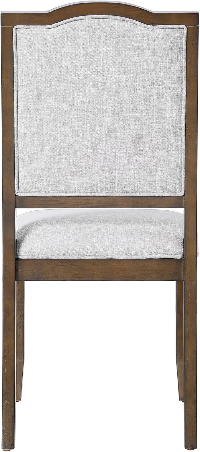 Merax Upholstered Dining Chairs Set of 4, Farmhouse Chair with High Back, Modern Seating for Kitchen, Bedroom & Living Room, Brown+Beige