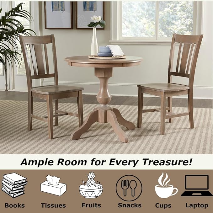 International Concepts 30" Round Top Pedestal Dining Table Solid Parawood 29.1" High, Kitchen/Dining Furniture, Easy Assembly, Residential Use Only
