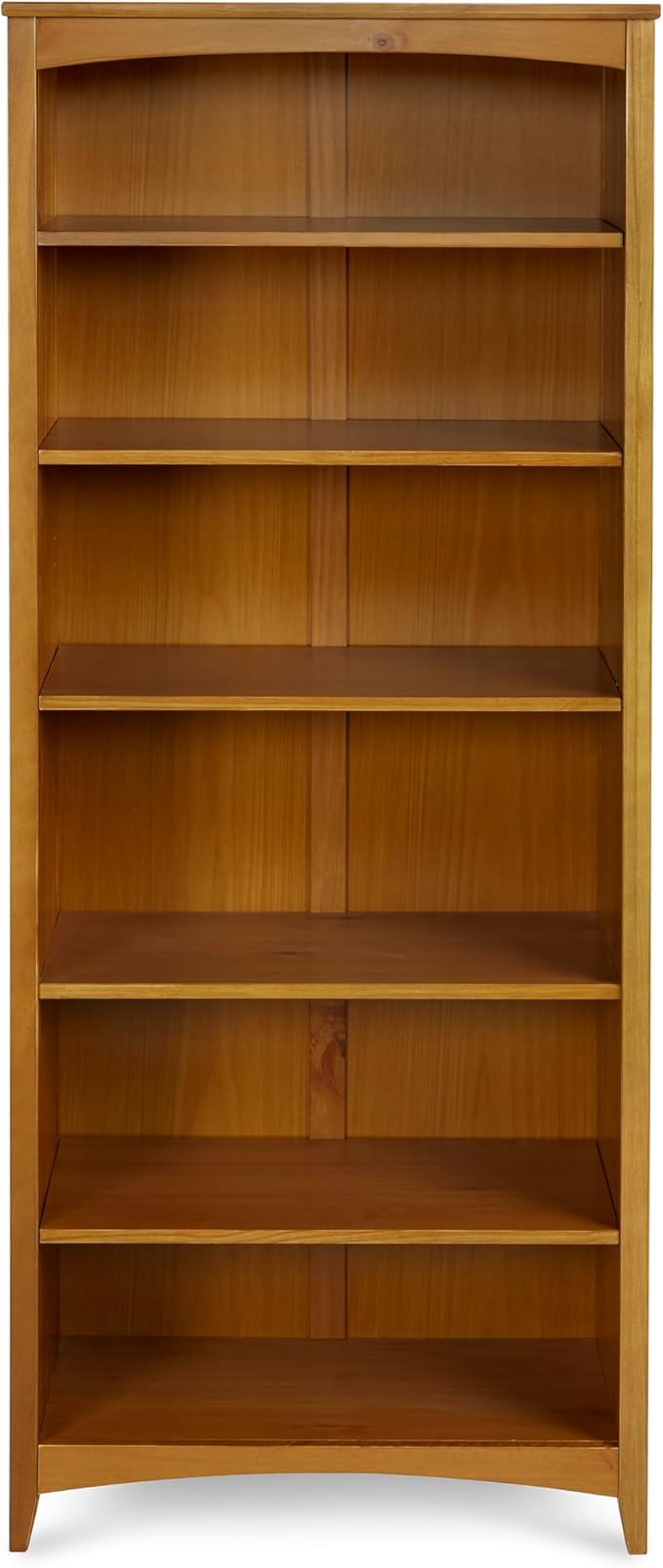 Camaflexi Shaker Style 6 Shelf Bookcase / Solid Wood / 72 inch Tall / Adjustable Shelving / Closed Back / Display Bookshelf for Living Room, Bedroom, Home and Office, Cherry