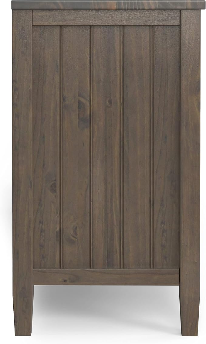 SIMPLIHOME Lev SOLID WOOD 72 Inch Wide Contemporary TV Media Stand in Smoky Brown for TVs up to 80 Inches, For the Living Room and Entertainment Center