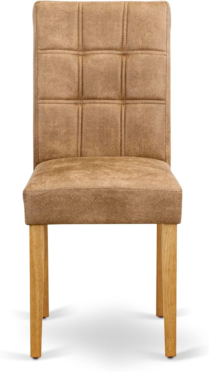 East West Furniture VAAS9-OAK-28 9 Piece Mid Century Modern Dining Table Set Contain A Dining Table and 8 Brown Textured Polyester Fabric Modern Chairs, Oak