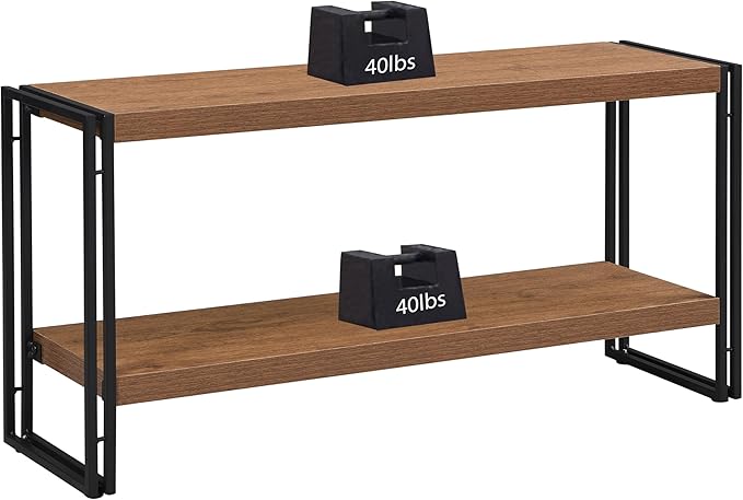 2 Shelf Bookcase Small Display Book Shelf Rustic Industrial, Brown