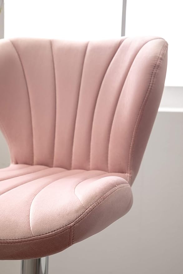 Roundhill Furniture Ellston Velvet Adjustable Swivel Barstools in Pink, Set of 2