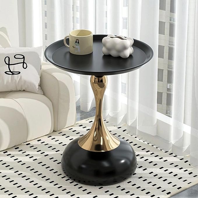 Elegant Modern Side Table - Featuring a Unique Hourglass Design, Ideal for use in Living Rooms, cafes, Dining Rooms, bedrooms, and Outdoors - a Fashionable Decoration (2, Black)
