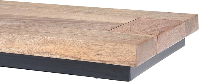 SIMPLIHOME Skyler 18-inch Wide Solid Mango/Metal Industrial C-Shaped End Table in Natural/Charcoal for Living Room, Office, or Bedroom, Assembled