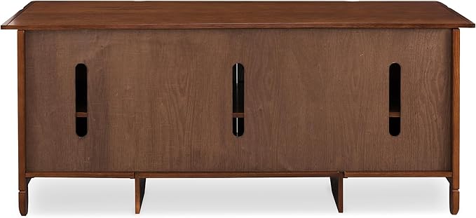 Leick Home 89360 Rustic Oak TV Stand with Slate Tiles and Enclosed Storage for 65" TV, Distressed Rustic Autumn