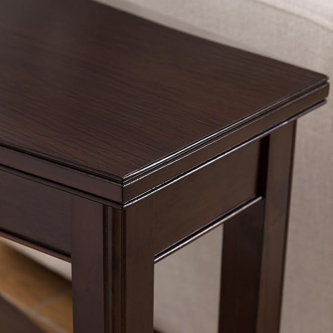 Laurent Solid Wood Recliner Wedge End Side Table with Shelf, Chocolate Cherry Brown, Perfect for Living Rooms, Bedrooms, and Small Spaces – Leick Home, 10502