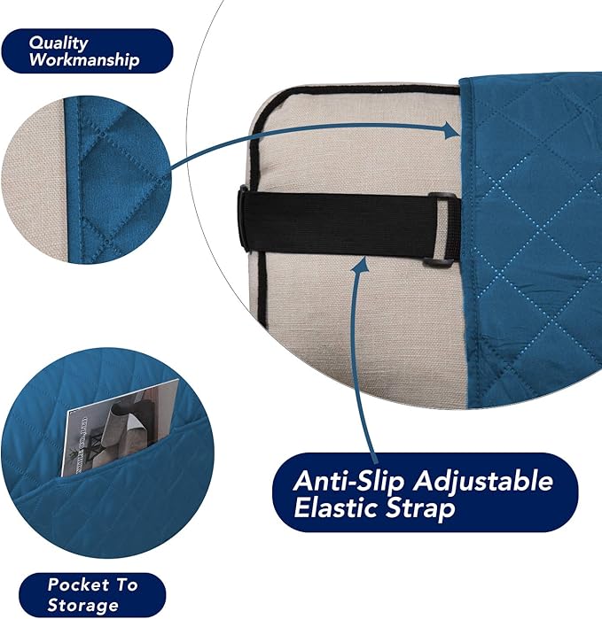 PureFit Reversible Sofa Couch Cover Water Resistant Couch Covers for 3 Cushion, Washable Furniture Cover with Non-Slip Foam and Adjustable Strap for Dogs, Pets (Sofa, Peacock Blue/Ivory)