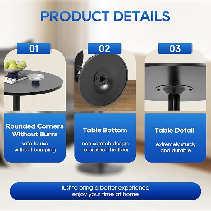 FDW Pub Table 40 Inch Height Cocktail Table Round Bistro Bar Table for Home and Kitchen Dining
