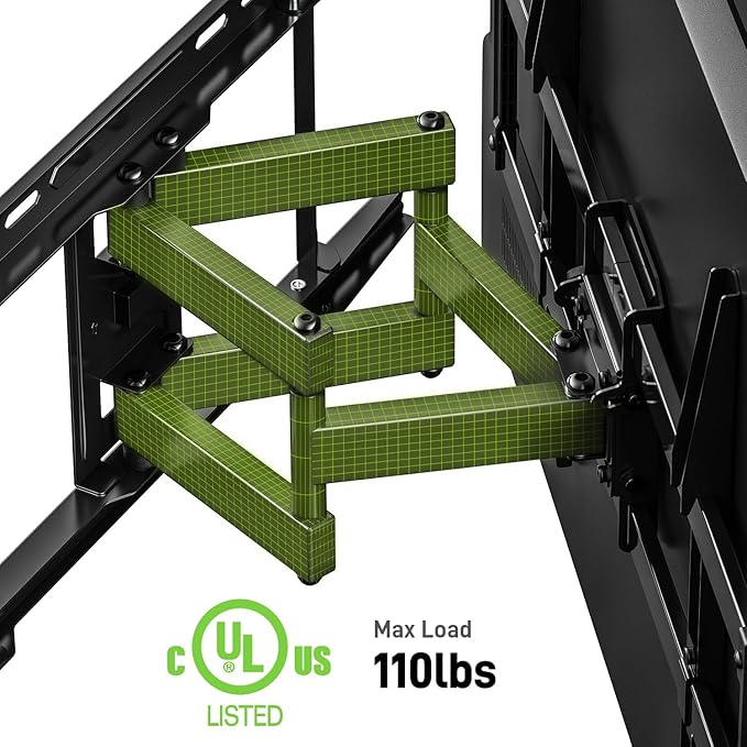 USX MOUNT UL Listed TV Wall Mount for 42"-85" TVS, Fits 16" 18" or 24" Studs, Full Motion Wall Mount Swivel Tilt Extension TV Bracket with Dual Articulating Arms, Max VESA 600x400mm, Load 110lbs