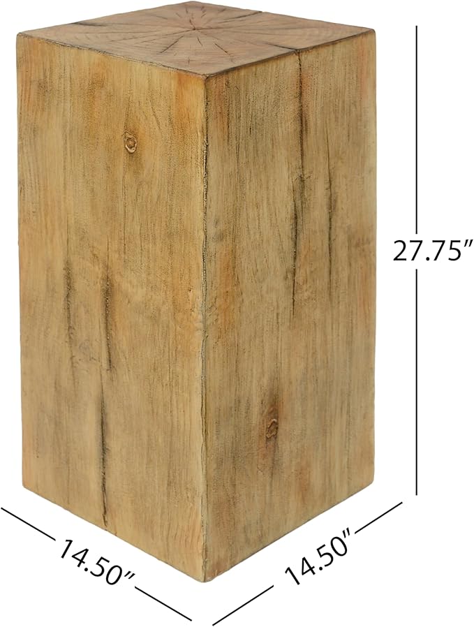 Christopher Knight Home Bard 27.75" Square Living Room Side Table, Wood-Like Distressed Finish End Table, Decorative Accent Table for Indoor Outdoor Usage, Space Saving Furniture, Natural