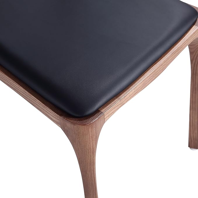 Manhattan Comfort Moderno Stackable Dining Chairs with Leatherette Upholstered Seat, Foam Padding & Solid Wood Frame, Suitable for Kitchen or Restaurant Usage, Set of 4, Black