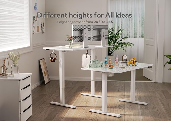 Claiks Small Glass Standing Desk, 35x20 Inch Electric Standing Desk Adjustable Height Quick Install for Computer Workstations, Super White