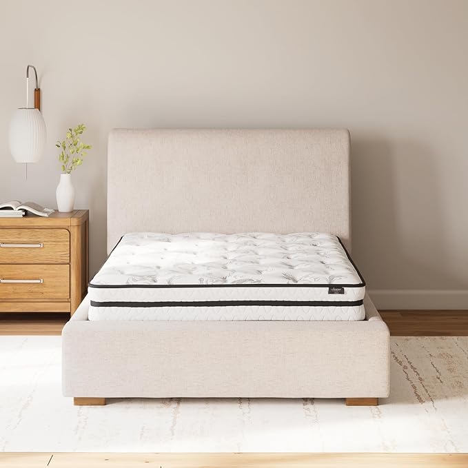 Signature Design by Ashley Full Size Chime 8 Inch Medium Firm Innerspring Mattress with Pressure Relief Quilt Foam, Fiberglass Free, Mattress In A Box