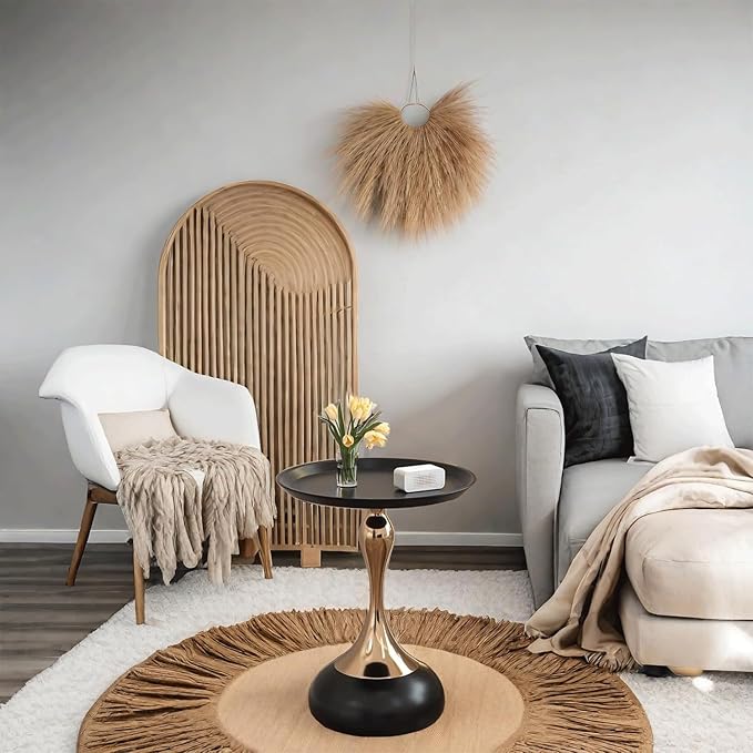 Elegant Modern Side Table - Featuring a Unique Hourglass Design, Ideal for use in Living Rooms, cafes, Dining Rooms, bedrooms, and Outdoors - a Fashionable Decoration (2, Black)