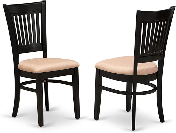East West Furniture LGVA7-BLK-C 7 Piece Modern Dining Table Set Consist of a Rectangle Wooden Table with Butterfly Leaf and 6 Linen Fabric Kitchen Dining Chairs, 42x84 Inch, Black