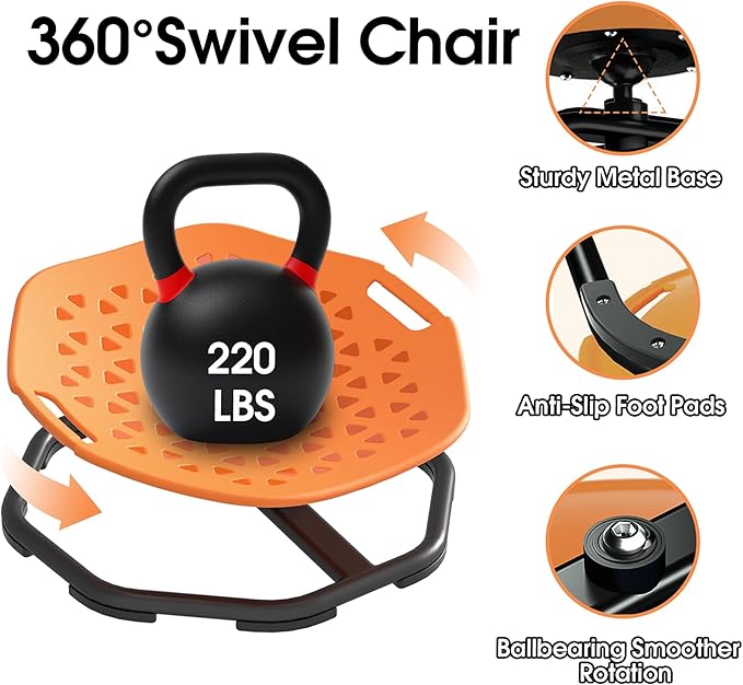 Sensory Spinning Chair for Autistic Kids,Upgraded Swivel Chair for Kids with Handles, Improves Focus and Balance, Ideal for Indoor and Outdoor Play Equipment (Safety Belt Included)