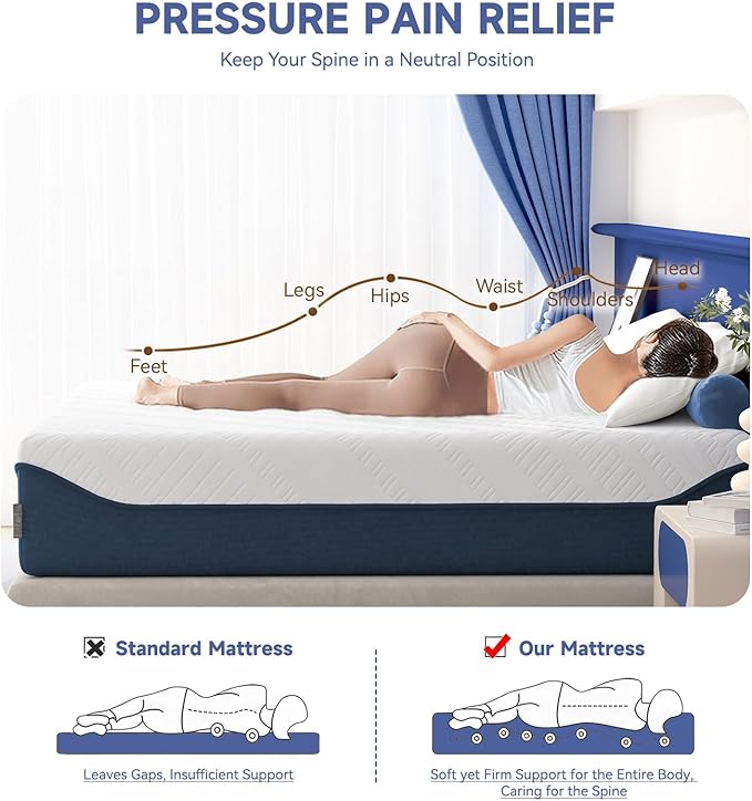 SDHYL Queen Mattress, 10 Inch Gel Infused Memory Foam Mattress for Good Sleep, Bed in a Box Mid Firm CertiPUR-US Certified & Fiberglass Free, Washable Cover, 80"*60"