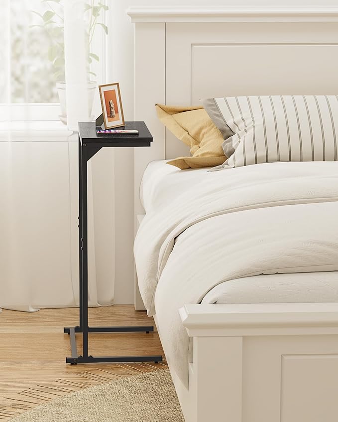 TUTOTAK C Shaped End Table, Small Side Table, Set of 2, 28.7 inch Tall Couch Table, Sofa Table, Living Room, Bed Room, Black TB01BK0712