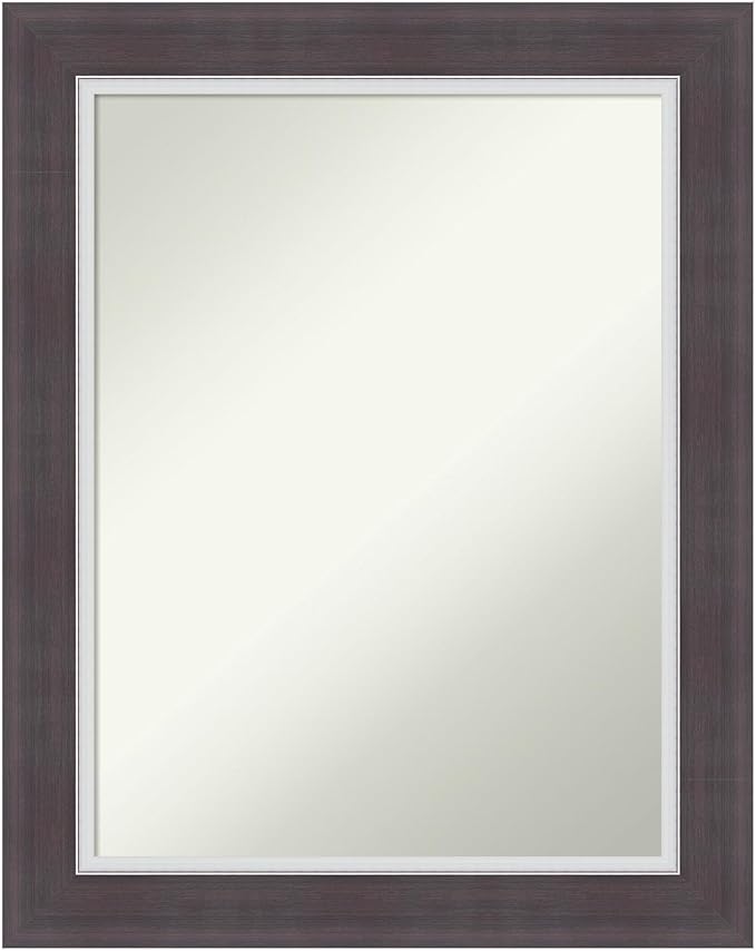 Amanti Art Brown Bathroom Mirror for Over Sink, 30x24 Ellie Brown Silver Rectangle Vanity Mirror, Medium Modern Frame, Hangs Horizonally and Vertically, Bathroom Wall Decor, Non-Beveled Edge