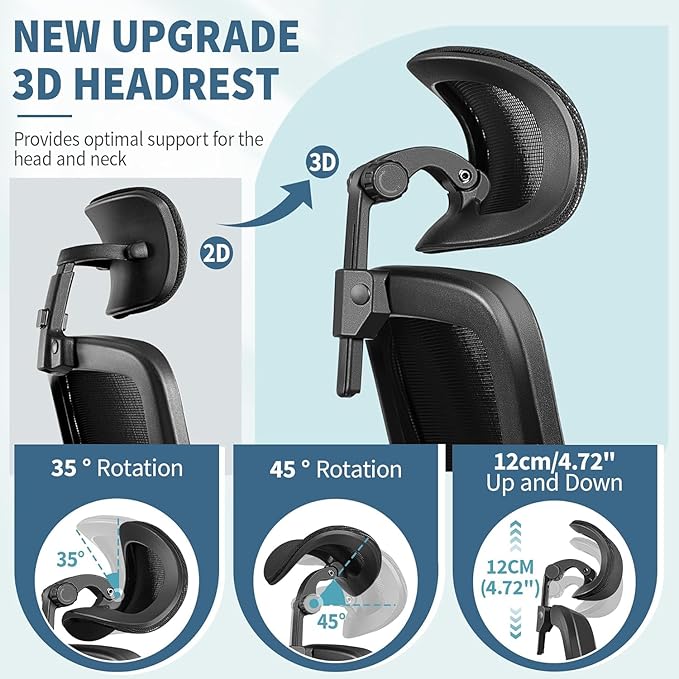 FelixKing Ergonomic Office Chair, Headrest Desk Chair with Adjustable Lumbar Support, Home Office Swivel Task Chair with High Back and Armrest, Adjustable Height Gaming Chair(Black),Pack of 5