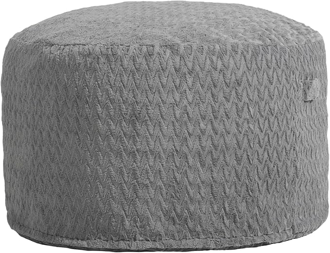 Hobestluk Bean Bag Chairs 2.5FT Bean Bag Chair with Memory Foam Filled & Chevron Plush Fur Cover Small Bean Bag Chairs for Playroom, Living Room, Bedroom (Grey)